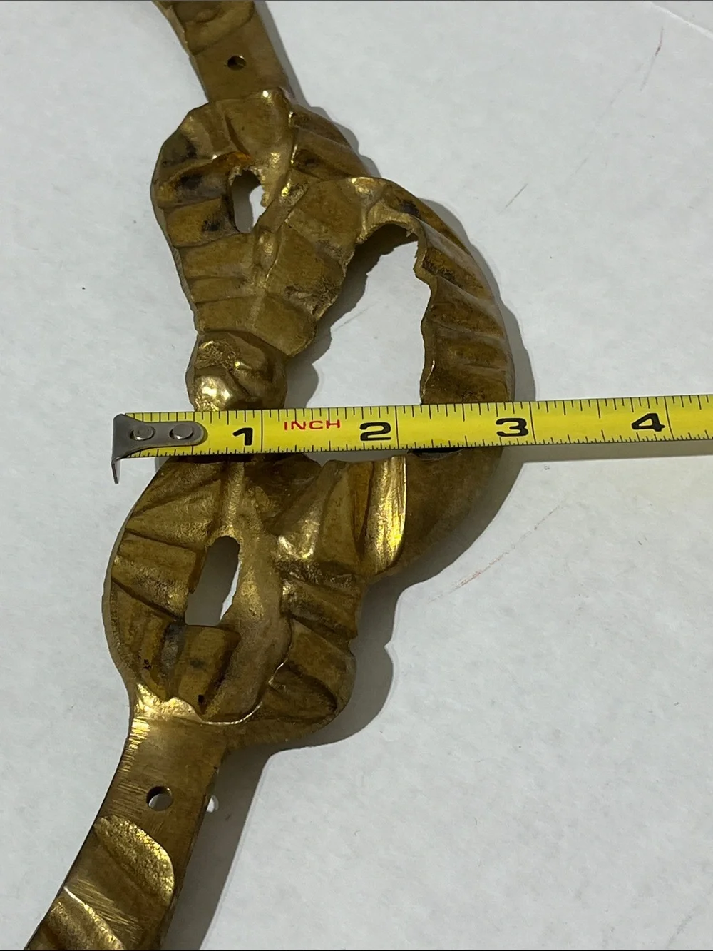 VTG Brass Ribbon Bow Swag Draping Wall Hanging Accent Decor 14.25”x4”